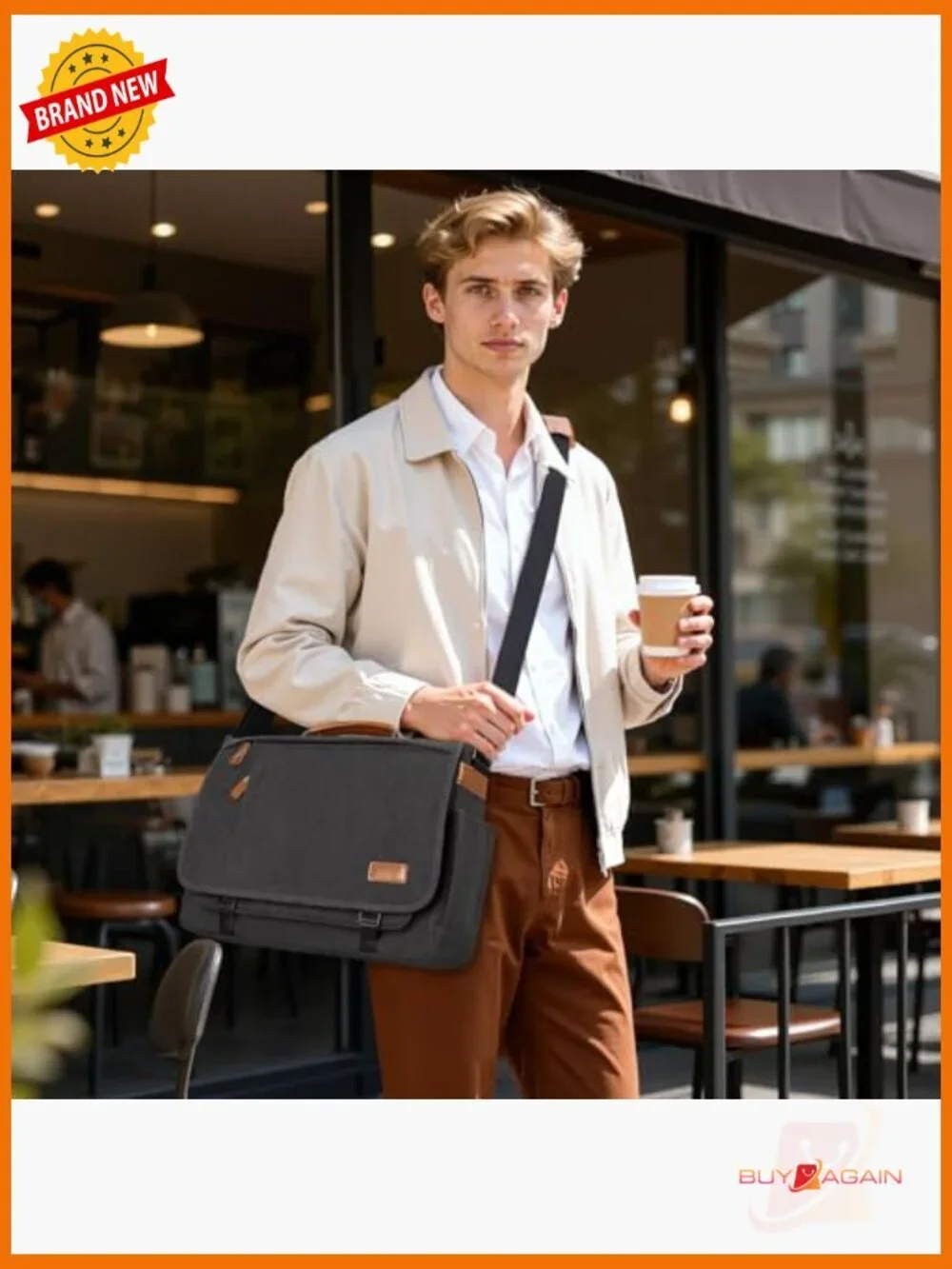 Messenger Bag Laptop 17.3 Inch Water Resistant Canvas, Shoulder Bag for Work